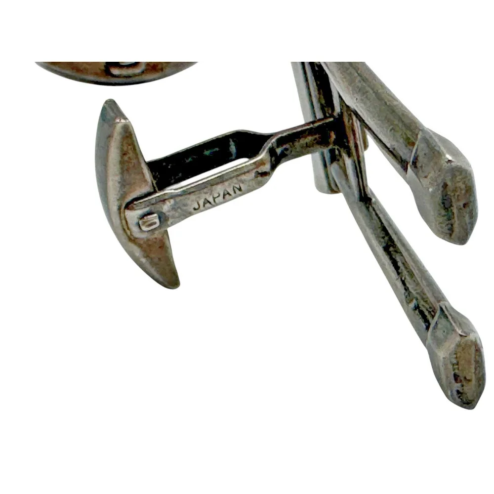 Vintage Sterling Silver Large Torii Gate Cufflinks Made In Japan
